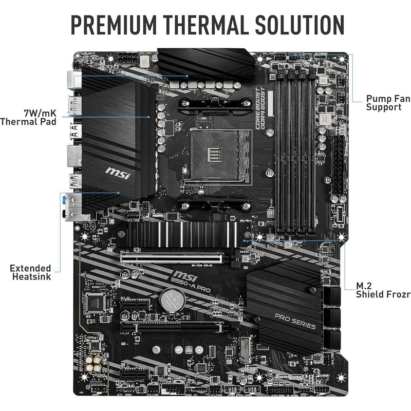  MSI B550-A PRO ProSeries Motherboard (AMD AM4, DDR4, PCIe 4.0,  SATA 6Gb/s, M.2, USB 3.2 Gen 2, HDMI/DP, ATX) : Electronics