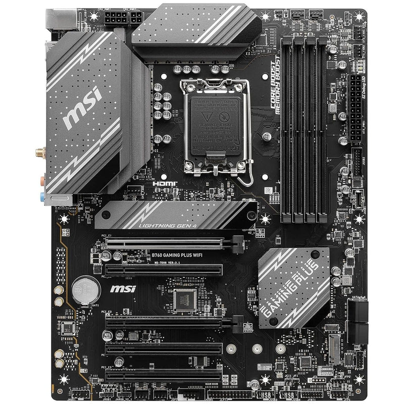  MSI B650 Gaming Plus WiFi Gaming Motherboard (AMD AM5, ATX,  DDR5, PCIe 4.0, M.2, SATA 6Gb/s, USB 3.2 Gen 2, HDMI/DP, Wi-Fi 6E,  Bluetooth 5.3, AMD Ryzen 7000 Series Desktop Processors) 