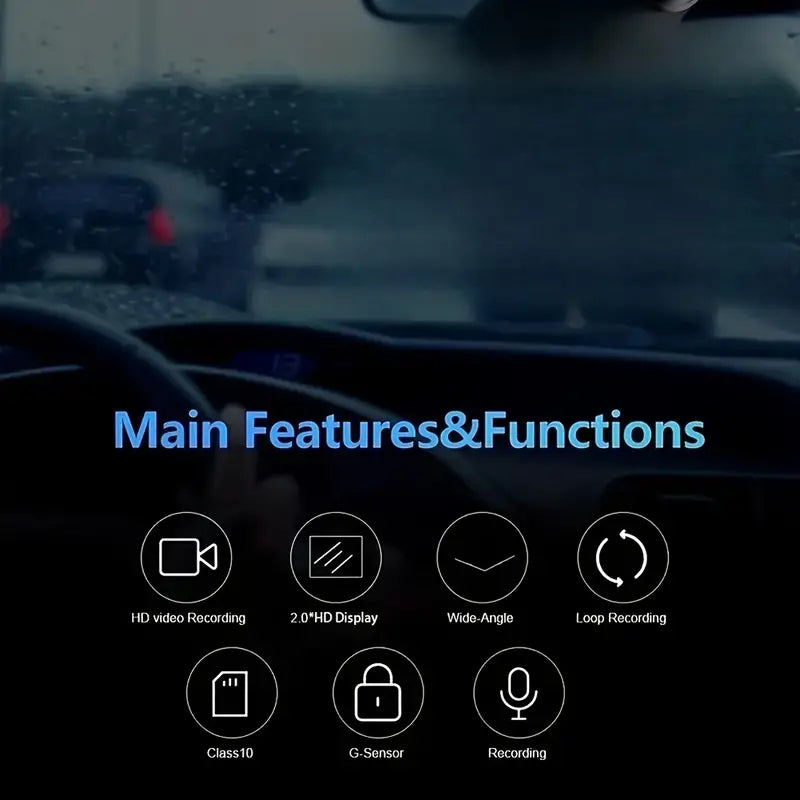 Multi-channel Dashcam, Car Driving Recorder, 2.0 Inch Screen Time Synchronization Dual Lens HD Night Monitoring Mini Dash Cam Automotive - DailySale