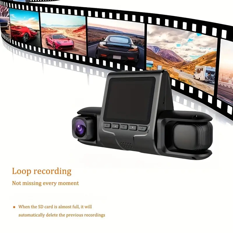 Multi-channel Dashcam, Car Driving Recorder, 2.0 Inch Screen Time Synchronization Dual Lens HD Night Monitoring Mini Dash Cam Automotive - DailySale