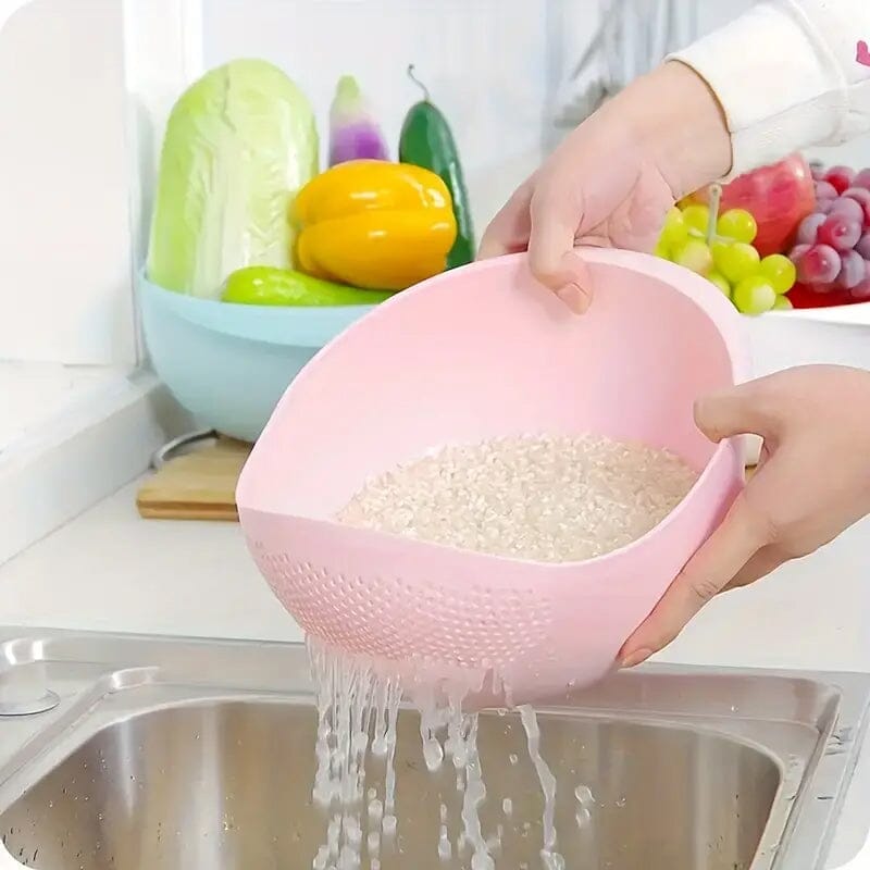 Multi-Use Food Safe Rice Washing Bowl Kitchen Tools & Gadgets Pink - DailySale