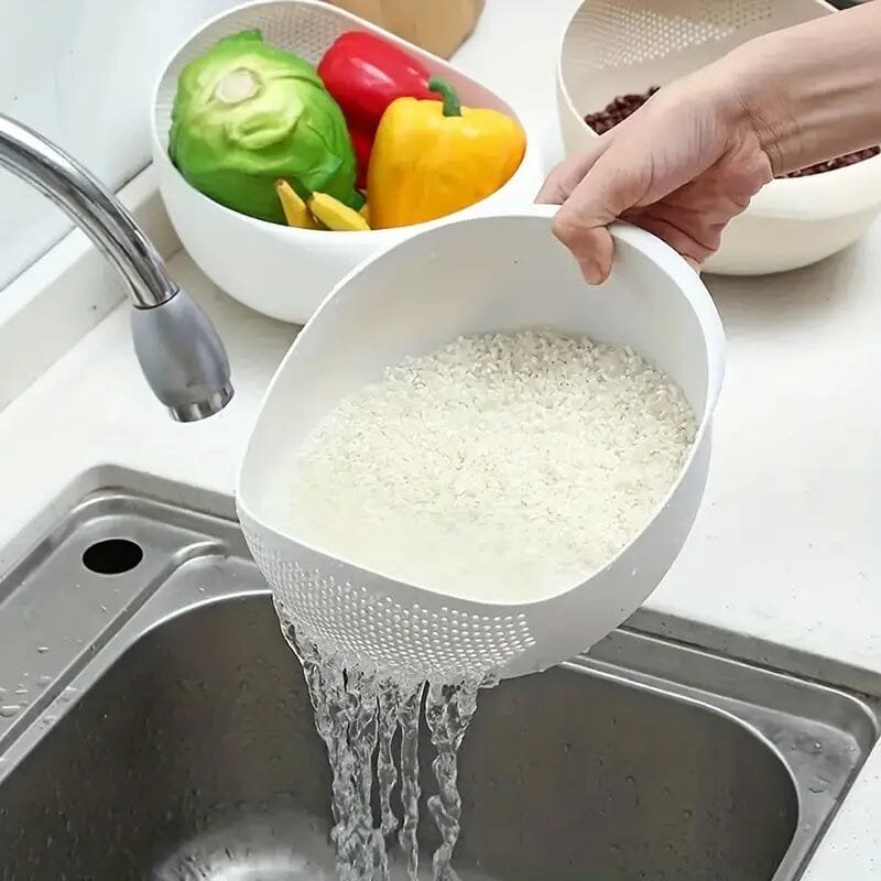 Multi-Use Food Safe Rice Washing Bowl Kitchen Tools & Gadgets White - DailySale