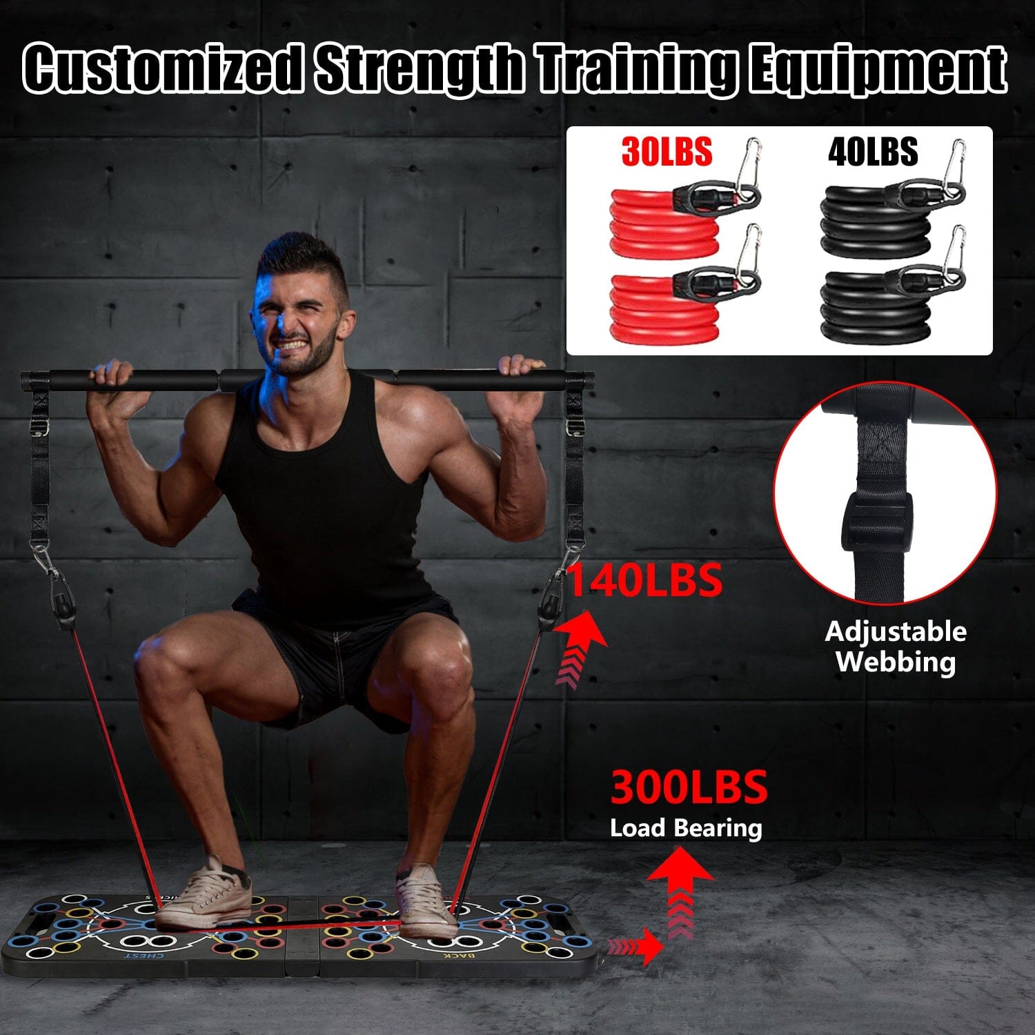 Multifunctional Push Up Board Home Strength Training Equipment with 15 Fitness Accessories Fitness - DailySale