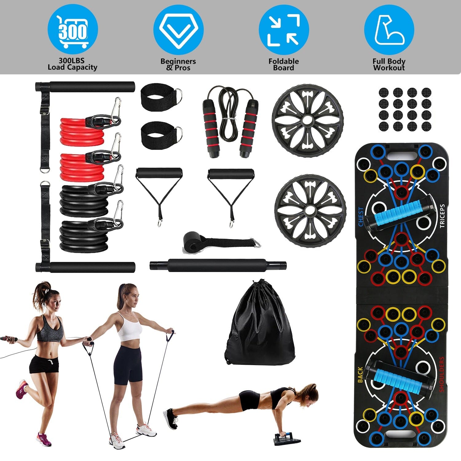 Multifunctional Push Up Board Home Strength Training Equipment with 15 Fitness Accessories Fitness - DailySale