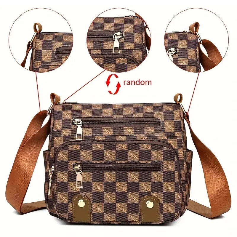 Multiple Pockets Trendy Plaid Crossbody Bag Bags & Travel Dark Brown - DailySale