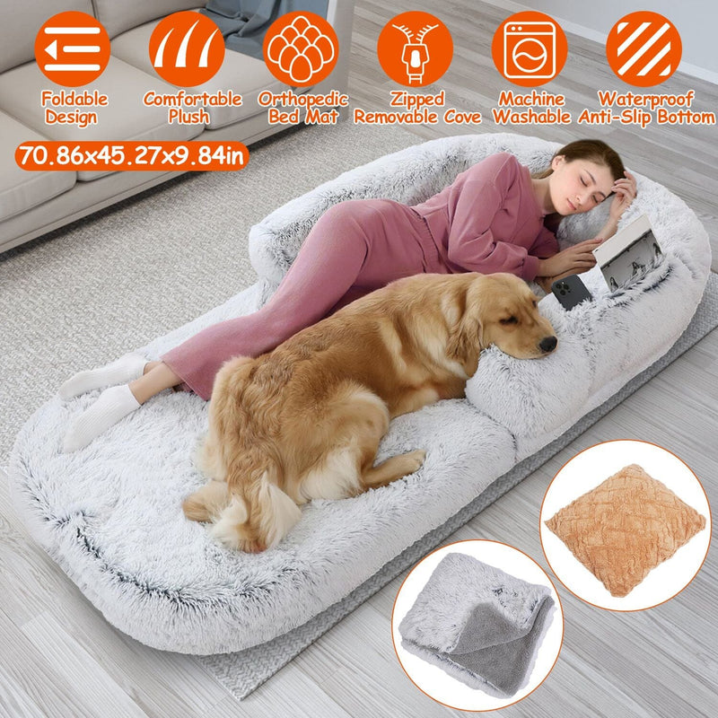 Napping Human-Sized Dog Bed Machine Washable Zipped Removable Cover Pet Supplies - DailySale