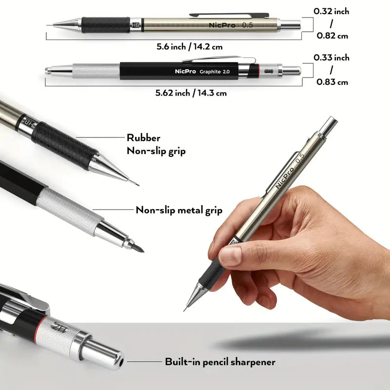 Nicpro Art Mechanical Pencil Set for Writing, Sketching, Drawing With Lead Refills Case Arts & Crafts - DailySale