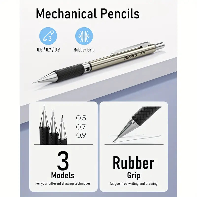 Nicpro Art Mechanical Pencil Set for Writing, Sketching, Drawing With Lead Refills Case Arts & Crafts - DailySale