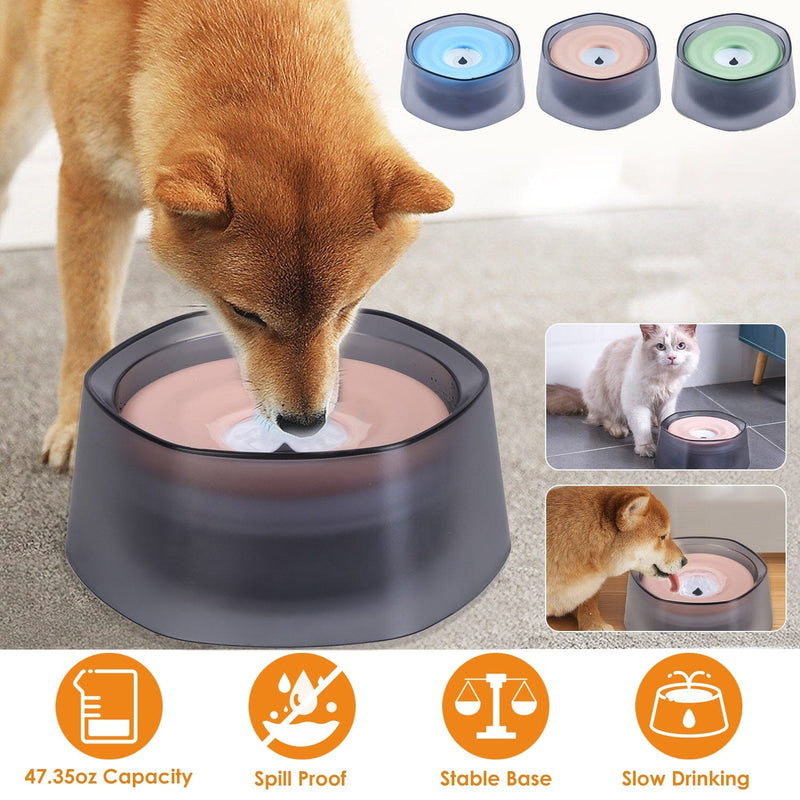 No Spill Dog Cat Water Bowl Spill Proof Slow Water Feeder Pet Supplies - DailySale