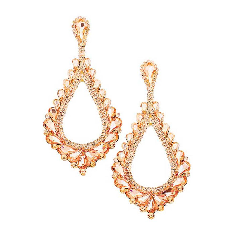 Oversized Cut Out Cluster Vine Accented Teardrop Earrings