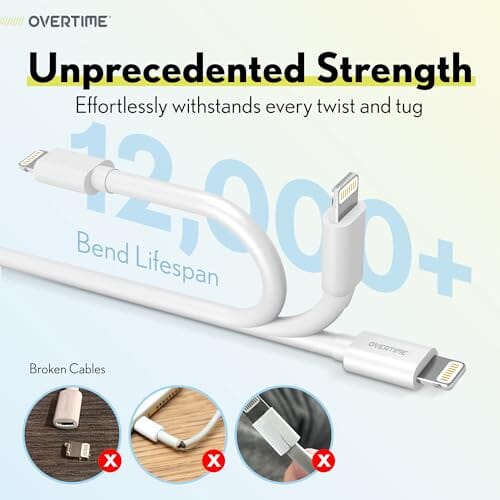 Overtime iPhone Lightning Cable MFI Certified 1ft Iphone Charger Cord Mobile Accessories - DailySale