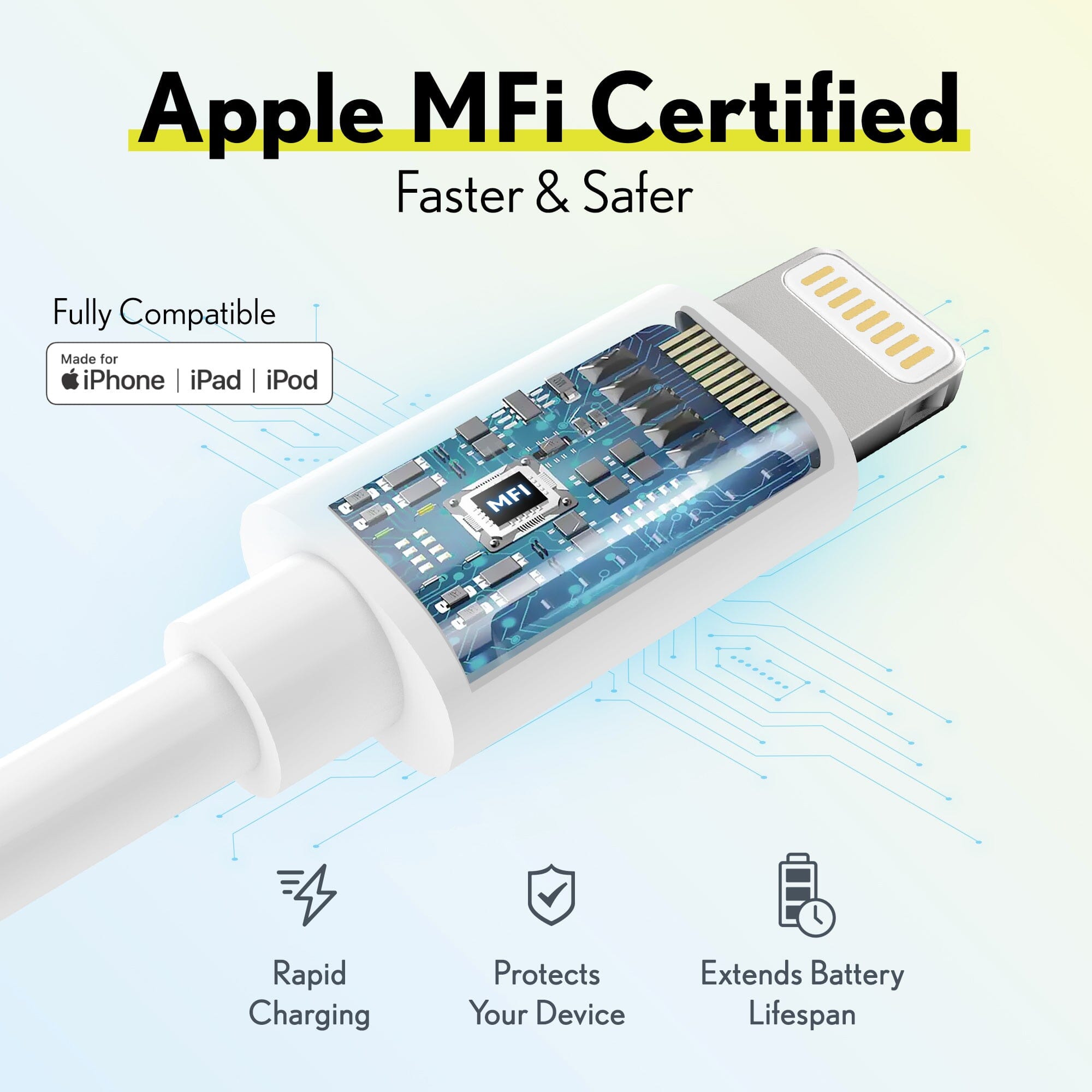 Overtime iPhone MFI Certified 6ft Smart USB-C to Lightning Cable Mobile Accessories - DailySale