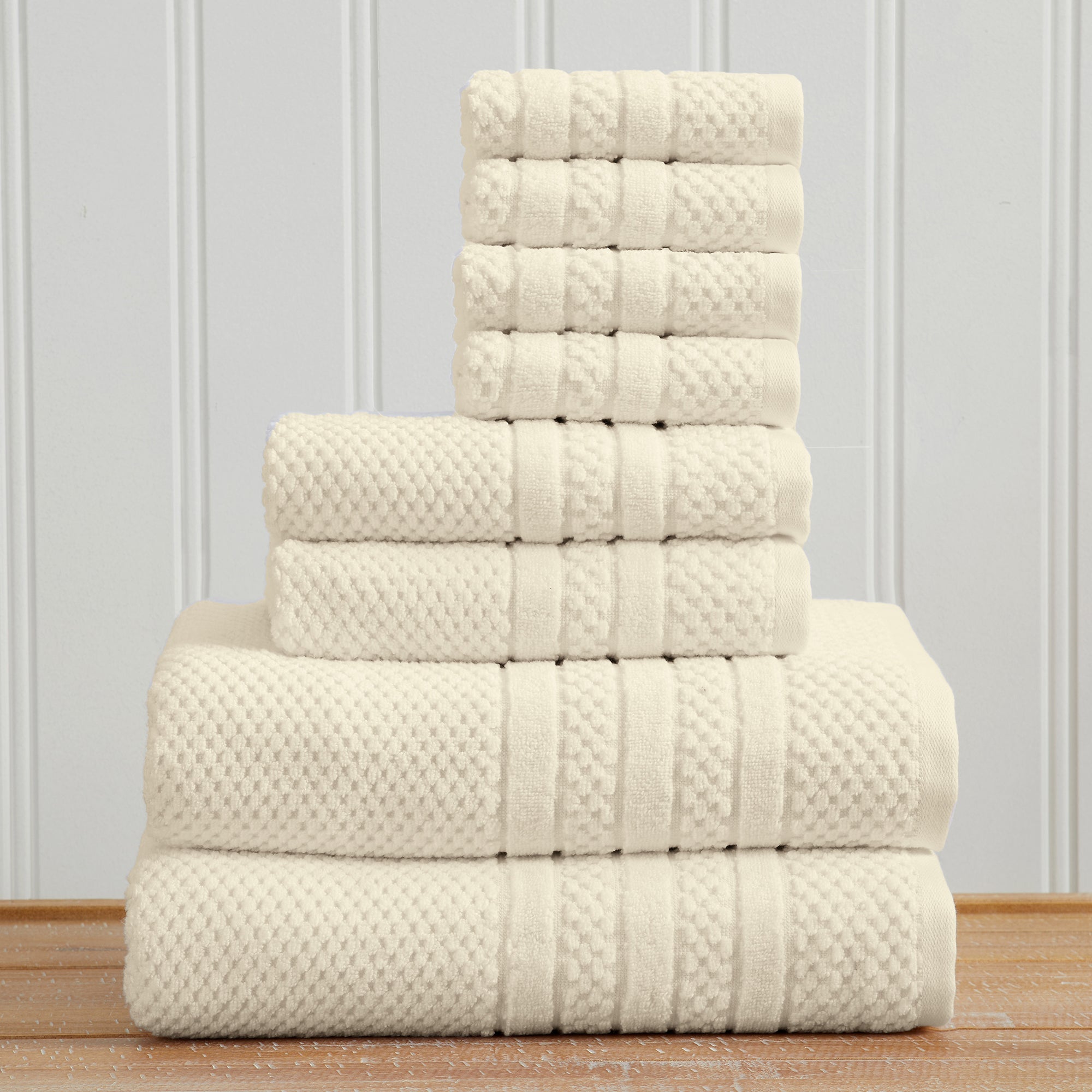 100% Cotton Checkered Jacquard Bath Towel Set - Giuliana Collection