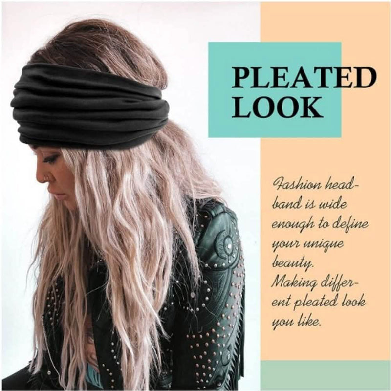 Headband worn pleated across the forehead
