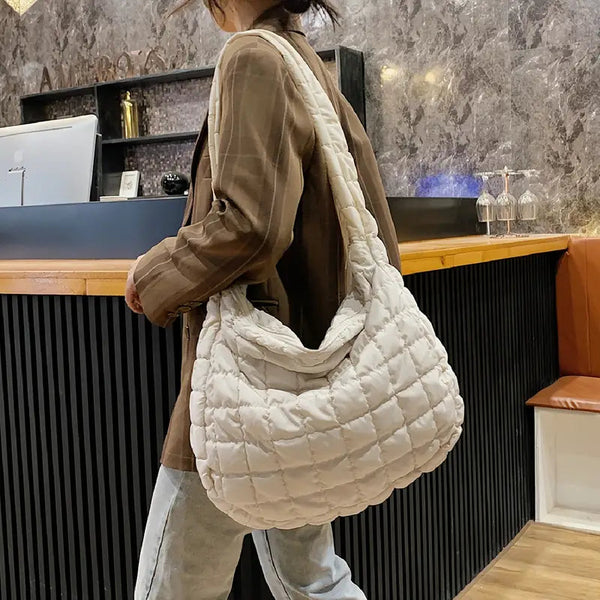 Padded Argyle Quilted Crossbody Hobo Bag Bags & Travel White - DailySale