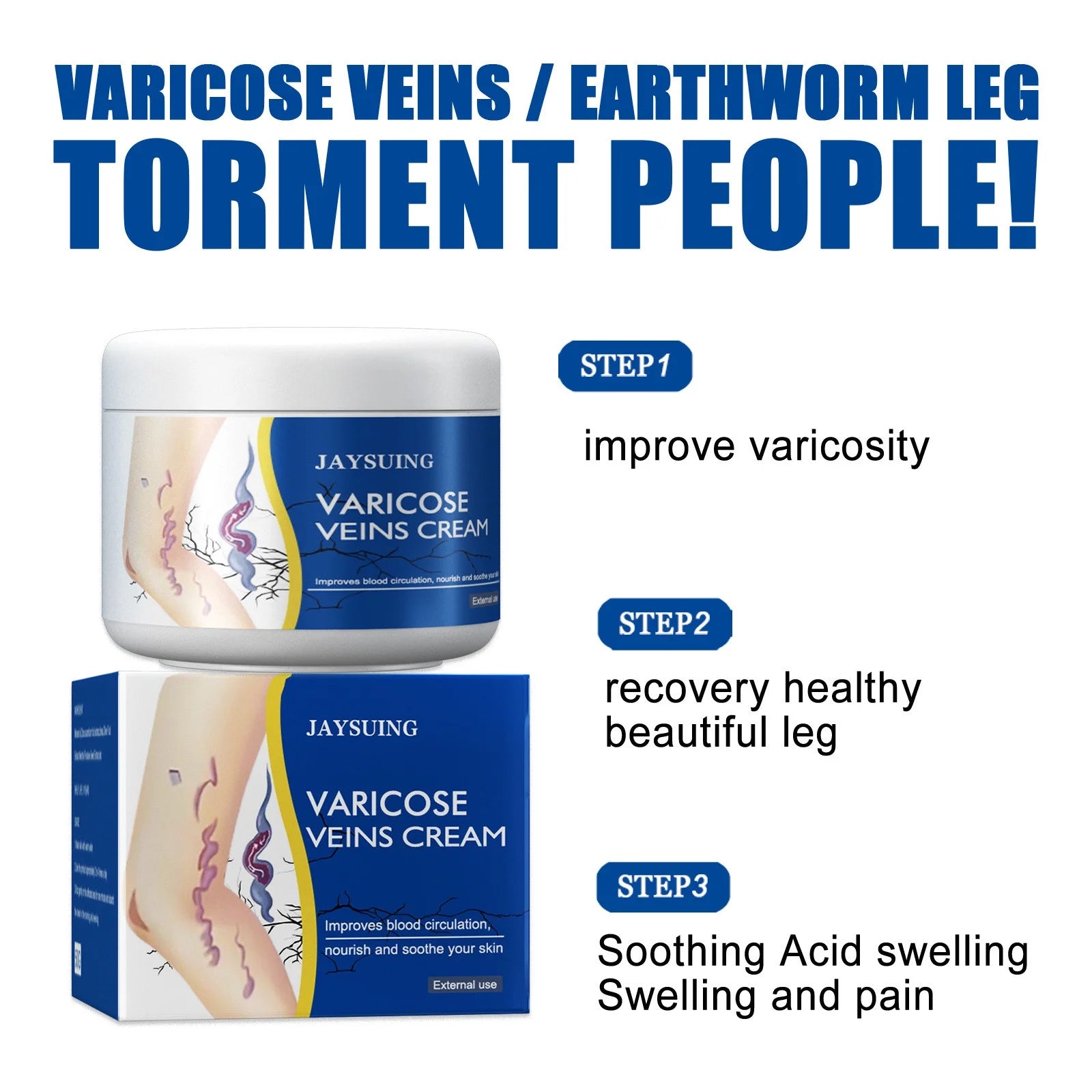 Pain Relief Leg Spider Veins Vasculitis Promote Circulation Smooth Metabolism 30g Exfoliation Beauty & Personal Care - DailySale