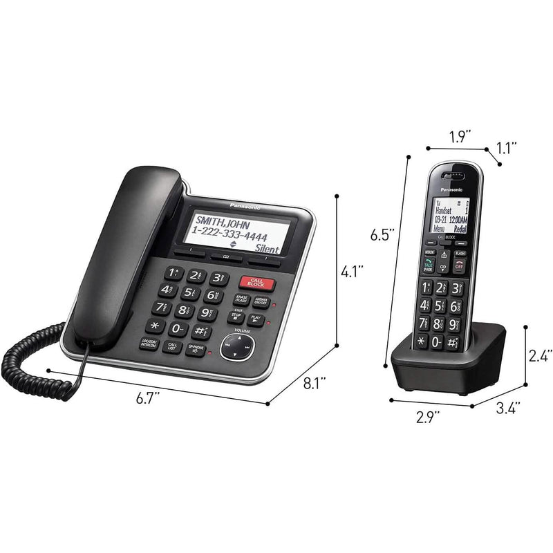 Panasonic Expandable Corded/Cordless Phone System with Answering Machine and One Touch Call Blocking – 2 Handsets Household Appliances - DailySale