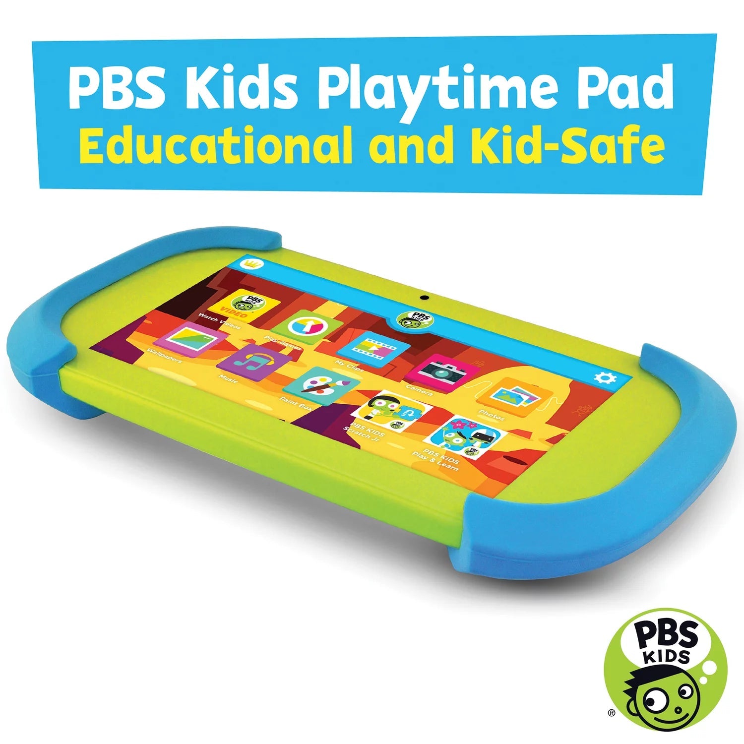 PBS KIDS PBKRWM5410 KIDS 7" HD PBS Kids Playtime Pad Kid Safe Tablet - Wifi Ready 16GB Storage Bluetooth, Front and Back Camera (Green) Toys & Games - DailySale