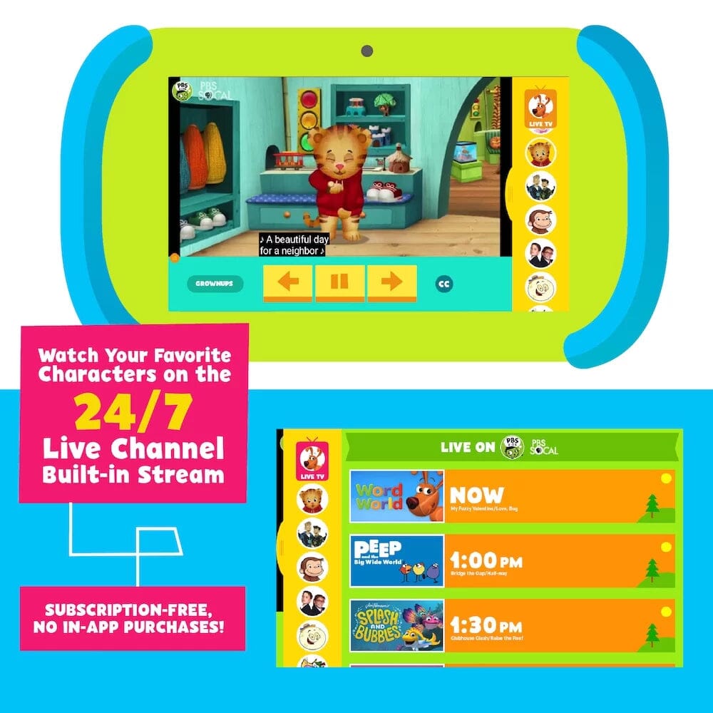 PBS Kids Playtime Pad+ 7" PBSKD7001 HD Touchscreen Kid-Safe Tablet + Live TV with Android Toys & Games - DailySale