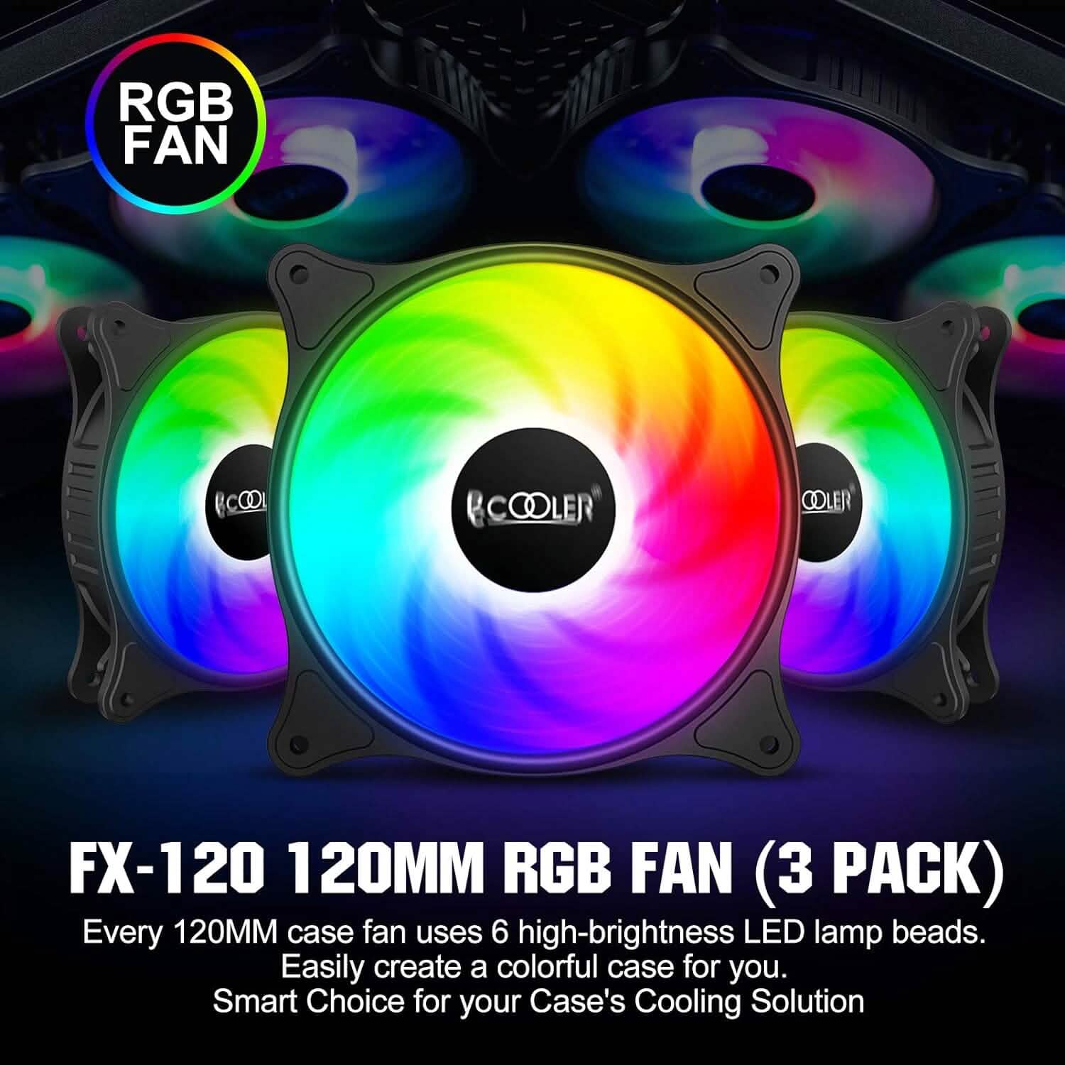 PCCOOLER 120MM Case Fan 3 Pack FX120 High Performance Cooling PC Fans