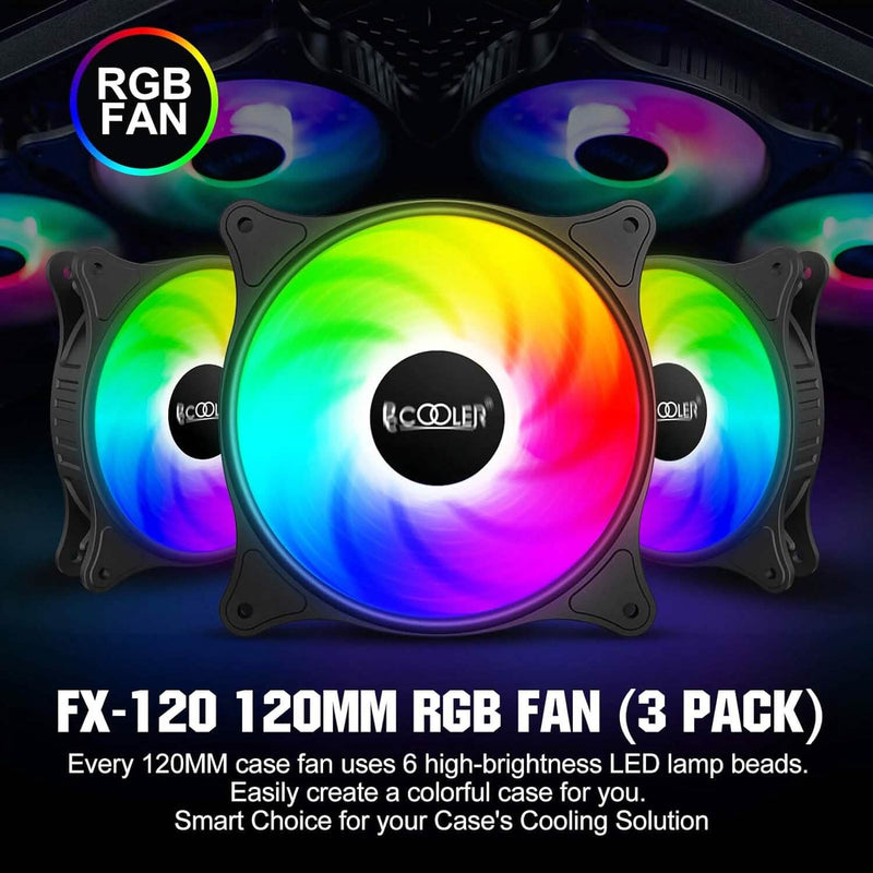 PCCOOLER 120MM Case Fan 3 Pack FX120 High Performance Cooling PC Fans Computer Accessories - DailySale