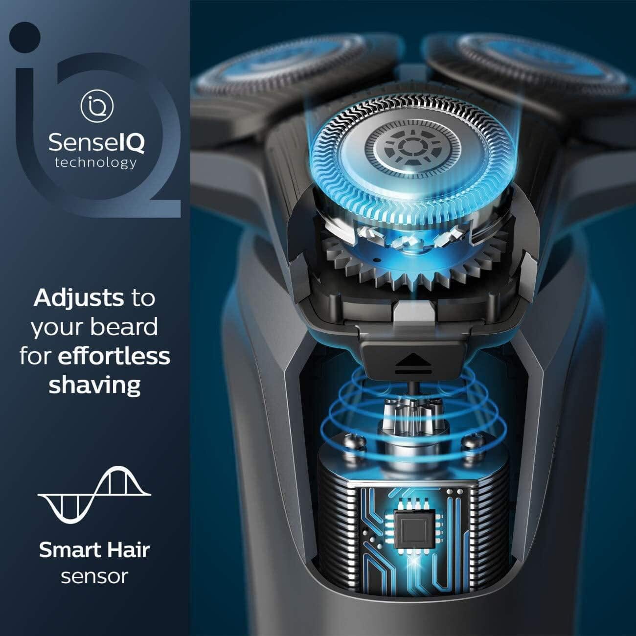 Philips Wet & Dry Shaver 5000 with SkinIQ Tech + Shave Heads, Charging & Cleaning Base (Refurbished) Men's Grooming - DailySale