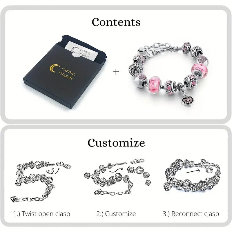 Pink Heart-Shaped Pendant Bracelet Bracelets - DailySale