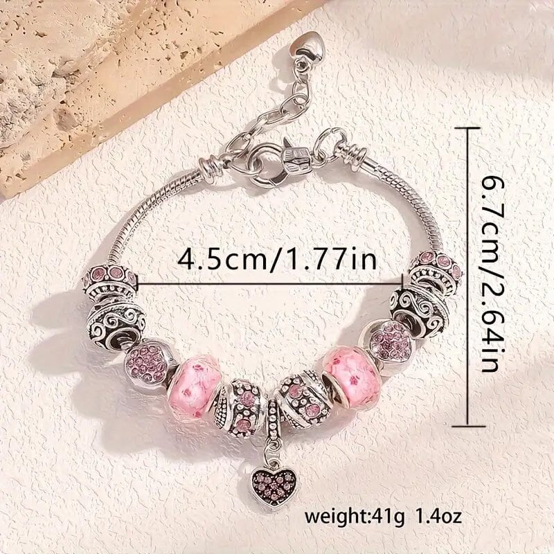 Pink Heart-Shaped Pendant Bracelet Bracelets - DailySale