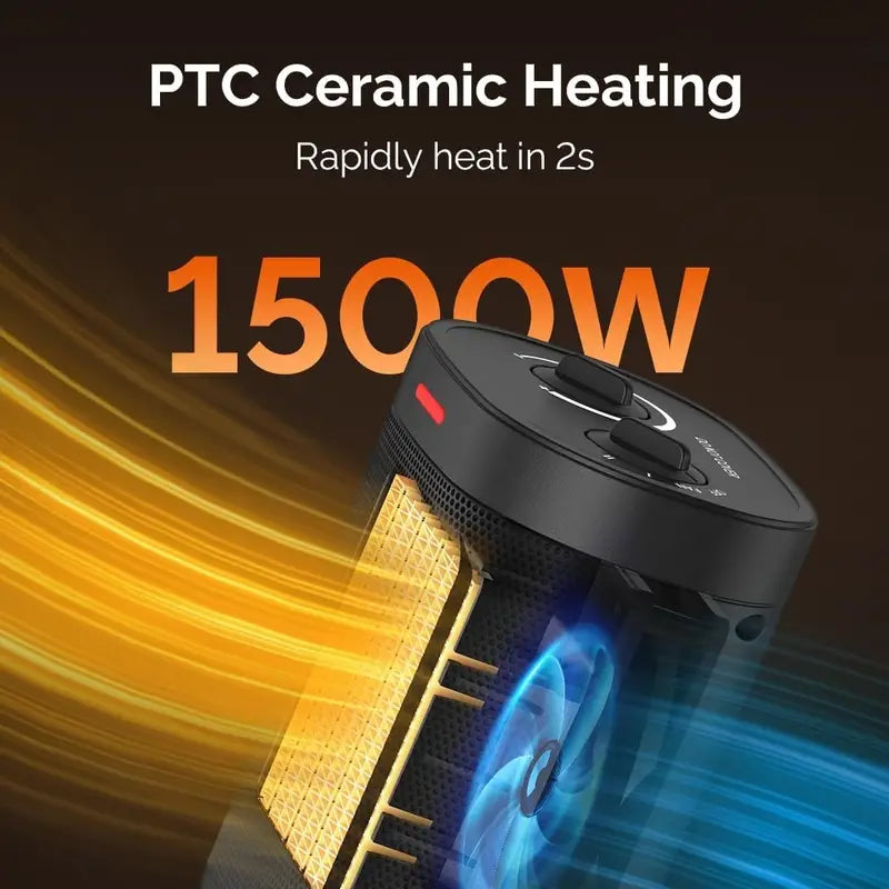 Portable 1500W/900W PTC Ceramic Space Heater Household Appliances - DailySale