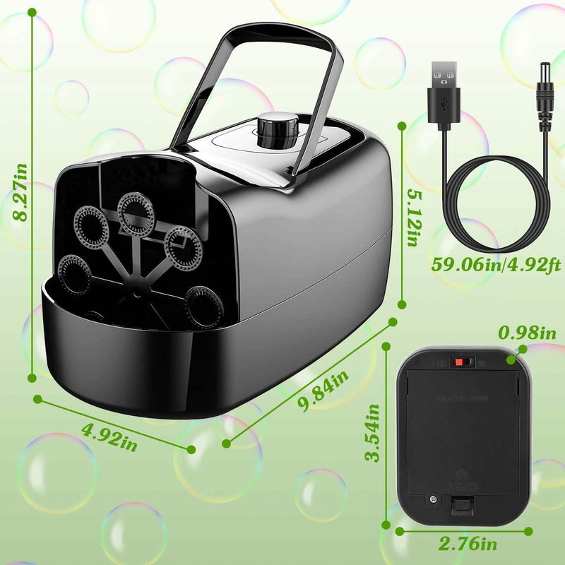 Portable Bubble Blowing Machine with 2 Speeds Handle 3000-4000 Bubbles Per Minute Plug-In Battery Powered Holiday Decor & Apparel - DailySale