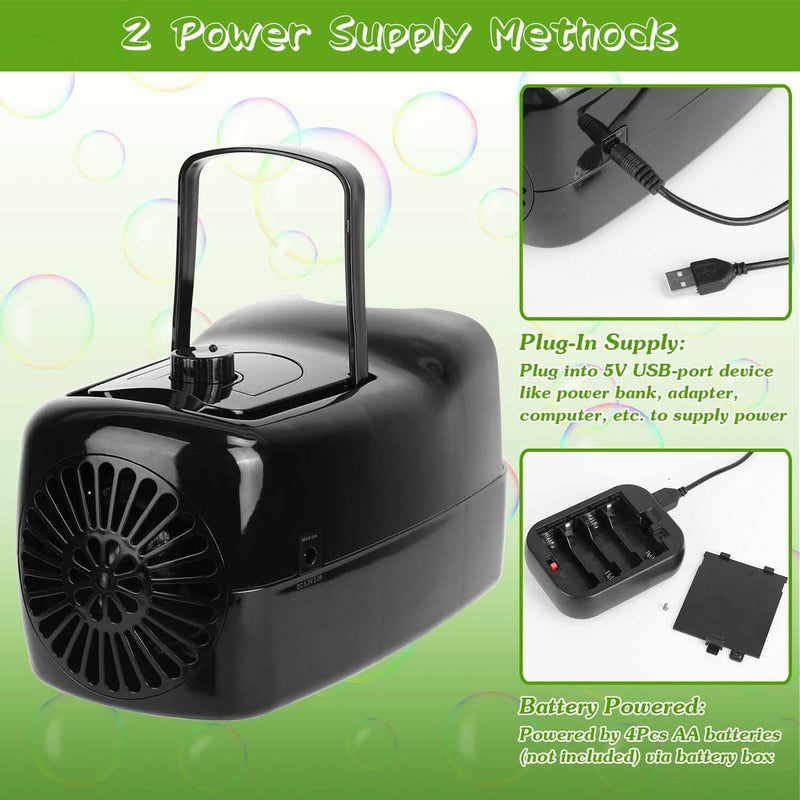 Portable Bubble Blowing Machine with 2 Speeds Handle 3000-4000 Bubbles Per Minute Plug-In Battery Powered Holiday Decor & Apparel - DailySale