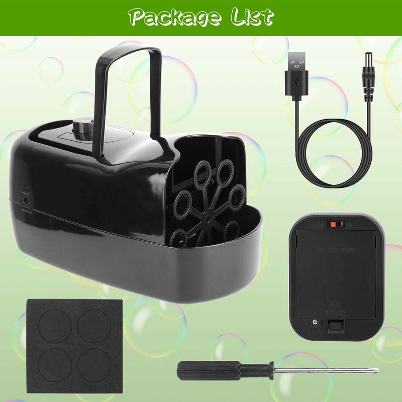 Portable Bubble Blowing Machine with 2 Speeds Handle 3000-4000 Bubbles Per Minute Plug-In Battery Powered Holiday Decor & Apparel - DailySale