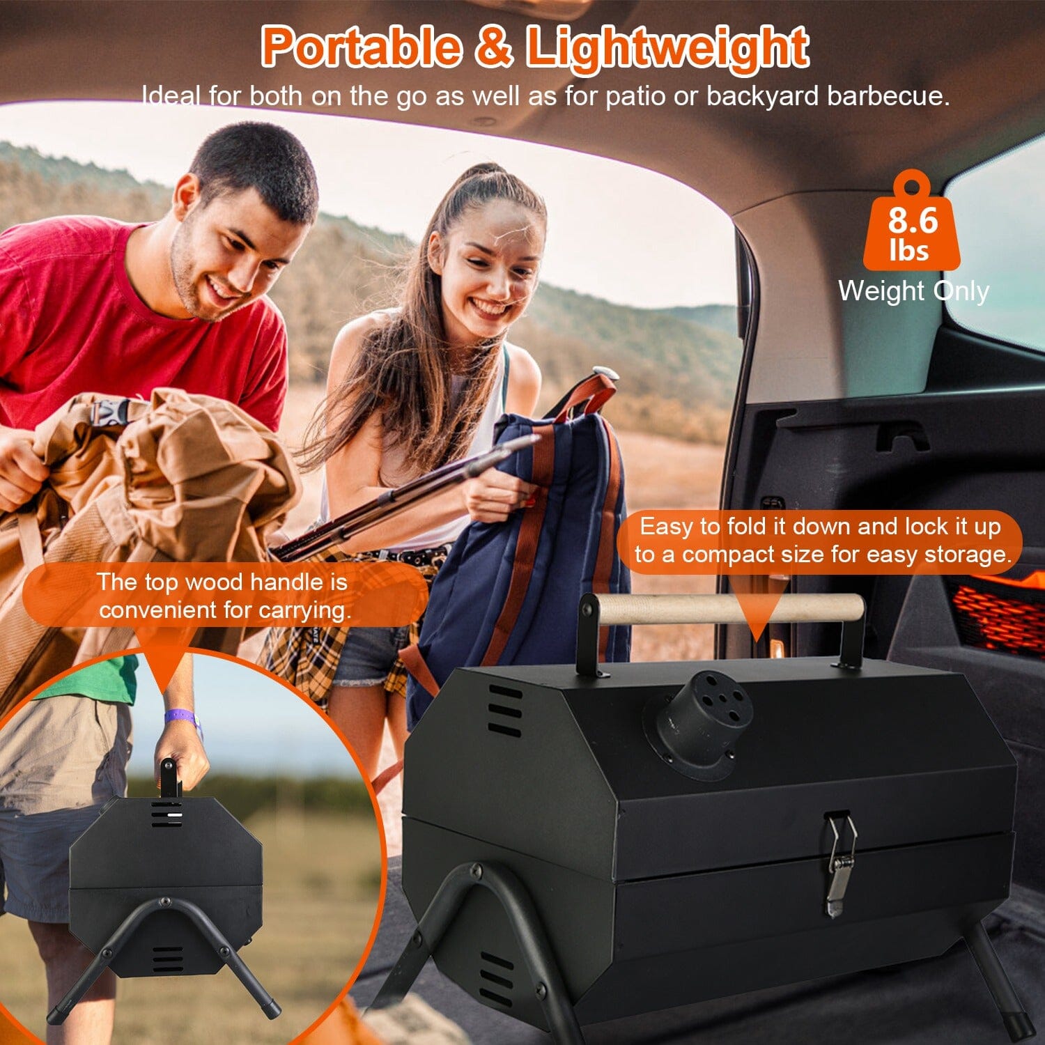 Portable Charcoal Two Sides Folding BBQ Grill Sports & Outdoors - DailySale