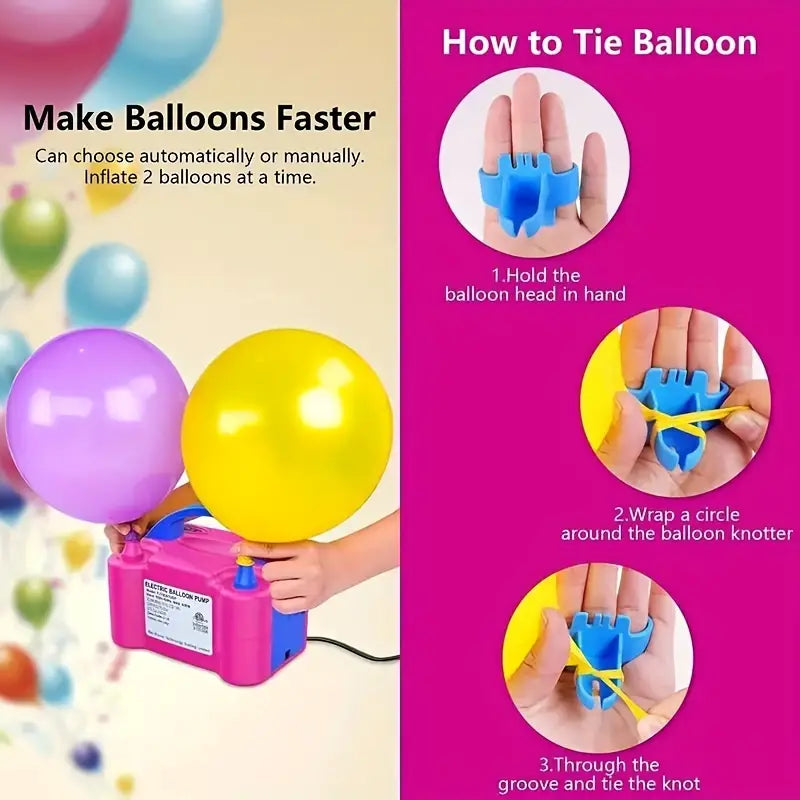 Portable Dual Nozzle Electric Air Balloon Pump and Tying Tool Holiday Decor & Apparel - DailySale