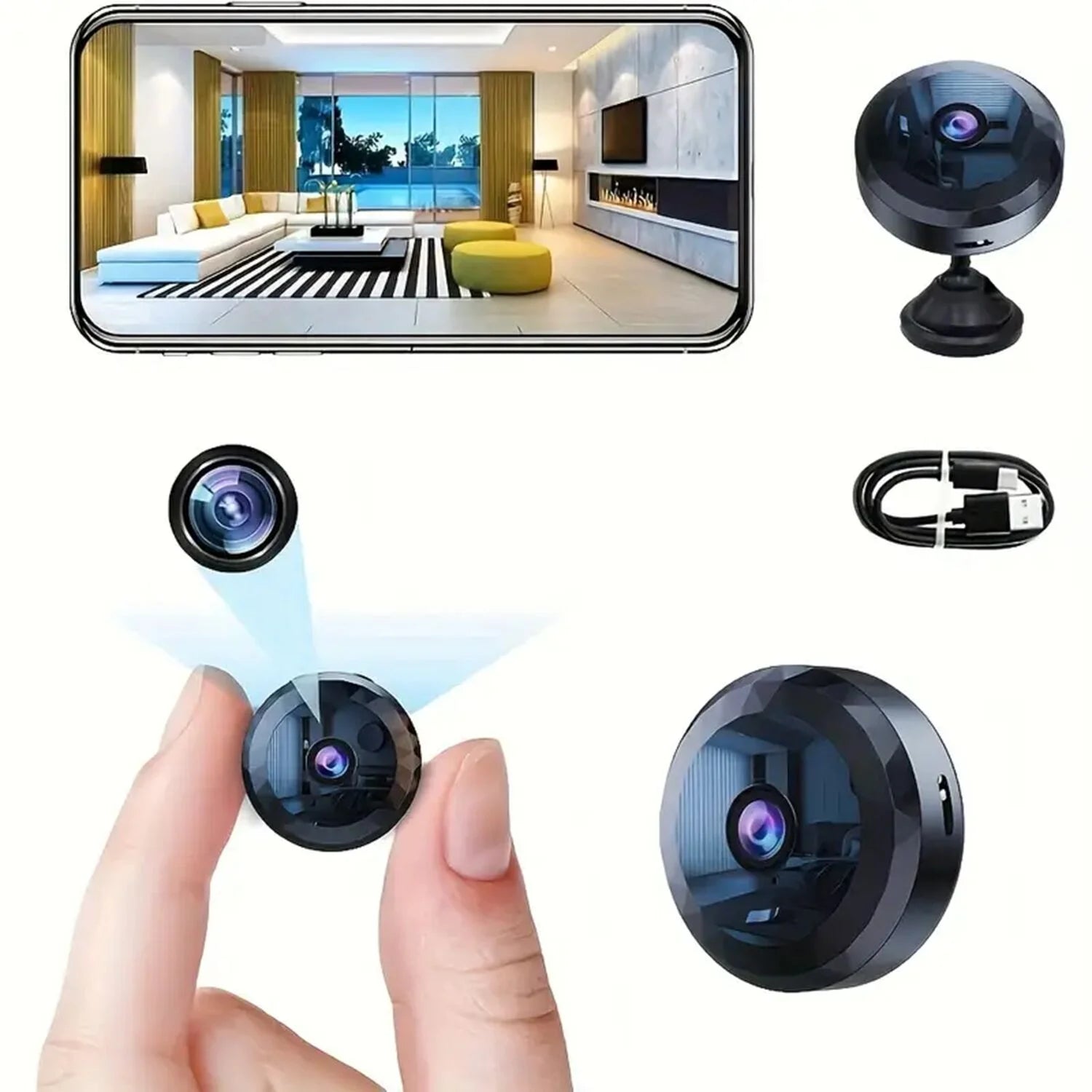 Portable Mini Wireless WiFi Camera, Indoor/Outdoor Surveillance Security Hidden Nanny Cam with Night Vision Smart Home & Security - DailySale