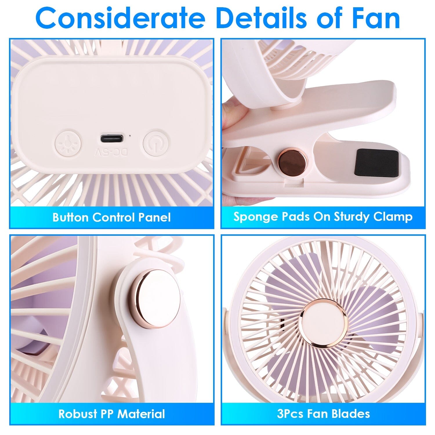 Portable Quiet Rechargeable Clip-On Fan Household Appliances - DailySale