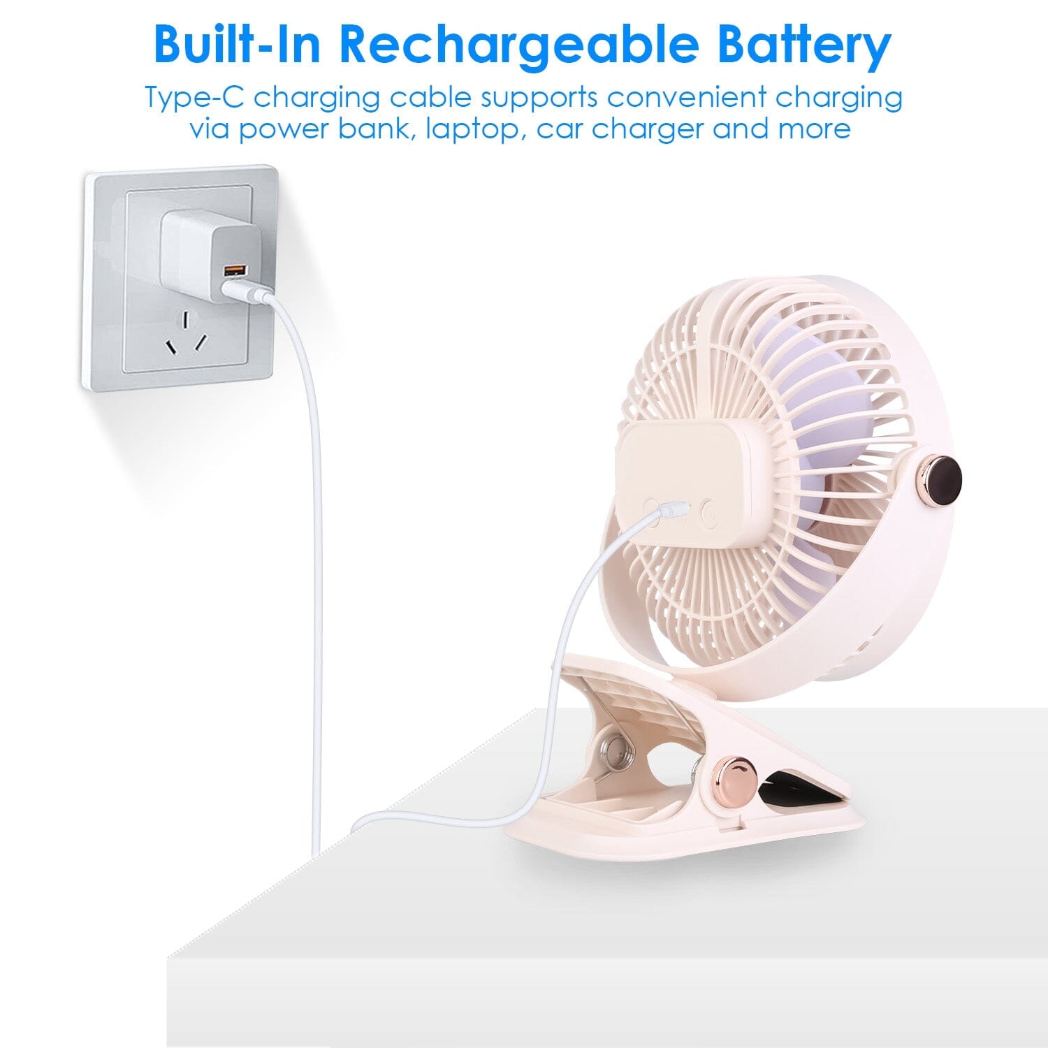 Portable Quiet Rechargeable Clip-On Fan Household Appliances - DailySale