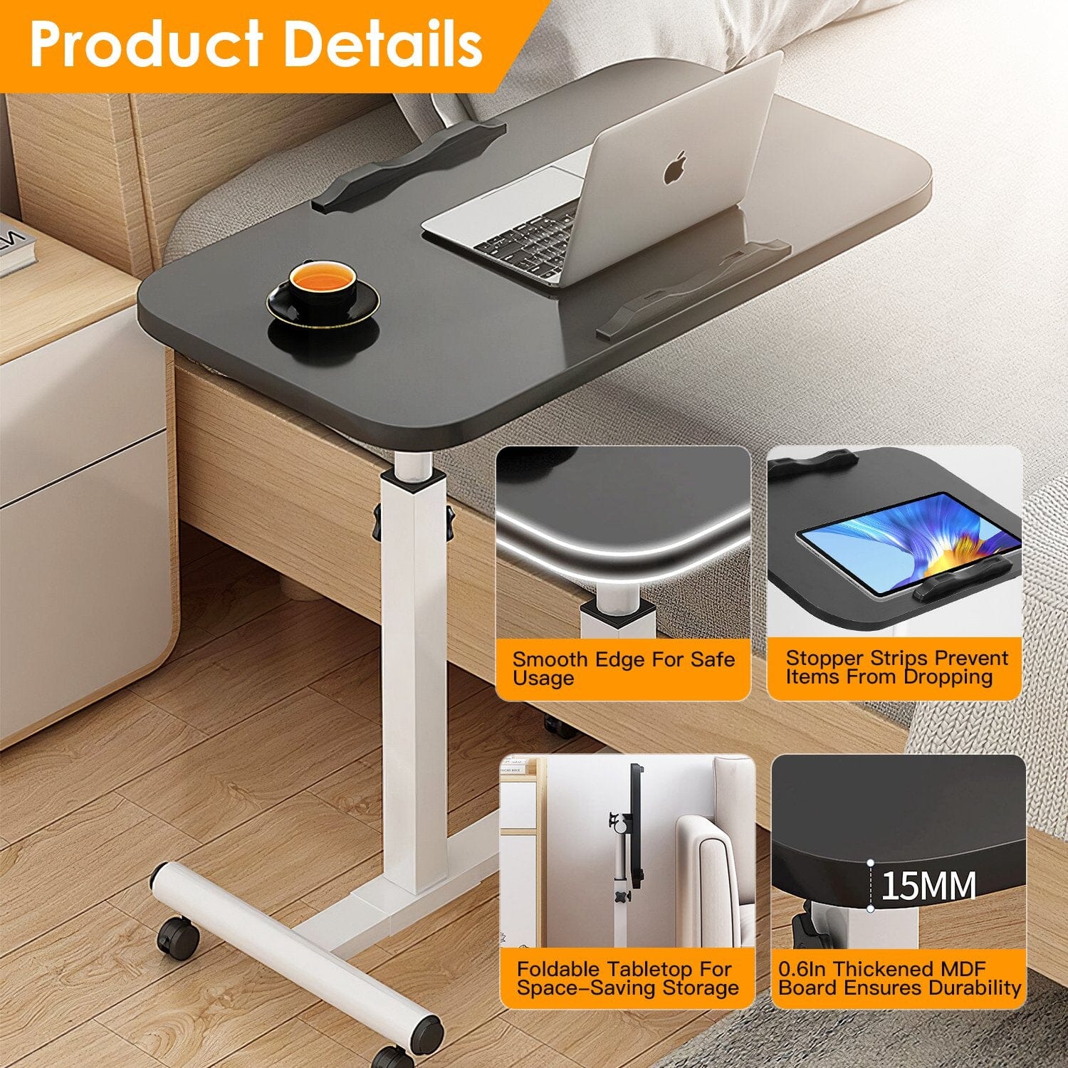 Portable Rolling Laptop Table Computer Accessories - DailySale