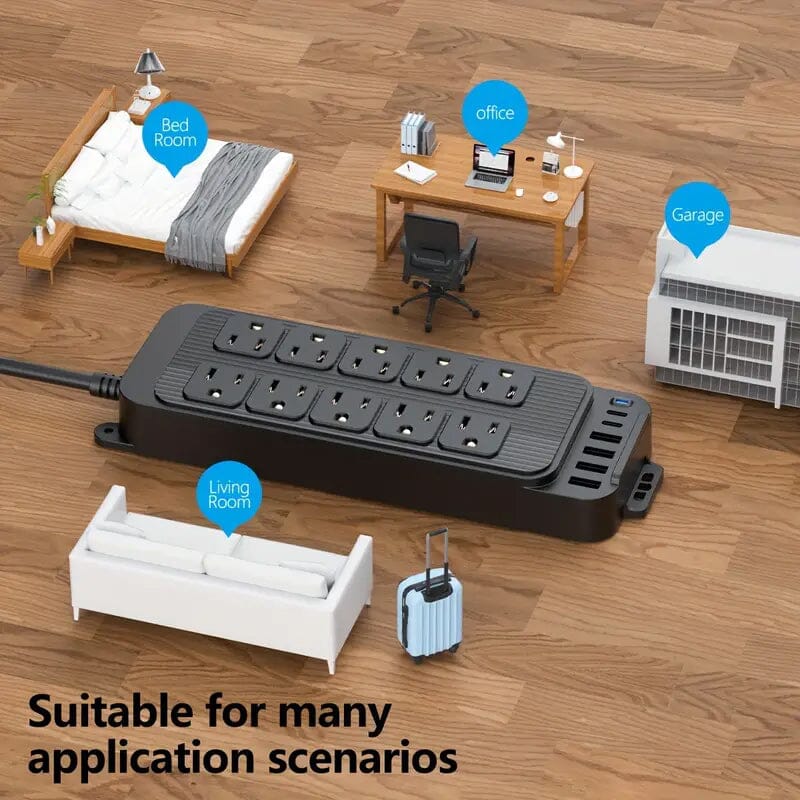 Power Strip Plug with 10-Outlets, 6 USB Ports and 2 USB-C Batteries & Power Accessories - DailySale