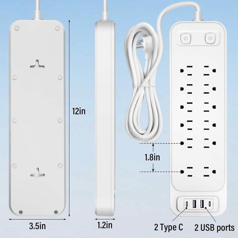 Power Strip with Surge Protector Extension Cord Batteries & Power Accessories - DailySale