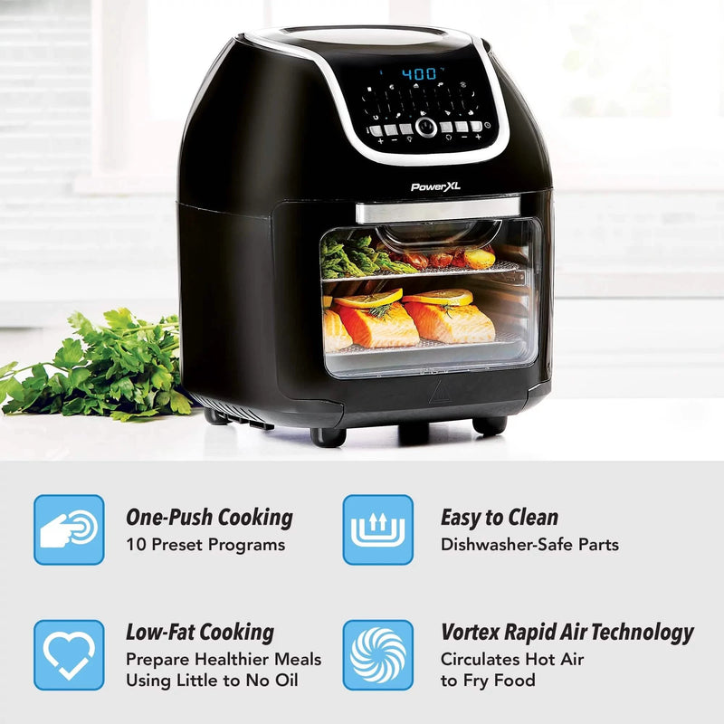 PowerXL Vortex Air Fryer Pro Plus 10 Quart Capacity, Black, 1700 Watts (Black) Kitchen Appliances - DailySale