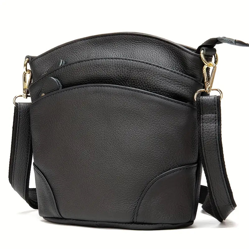 Premium Genuine Cowhide Leather Crossbody Bag Bags & Travel Black - DailySale