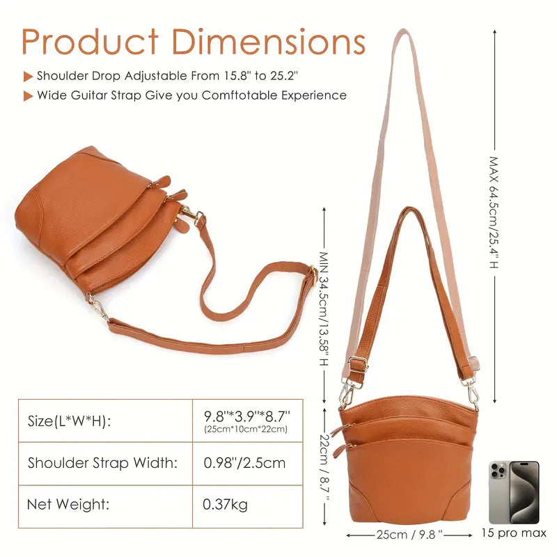 Premium Genuine Cowhide Leather Crossbody Bag Bags & Travel - DailySale