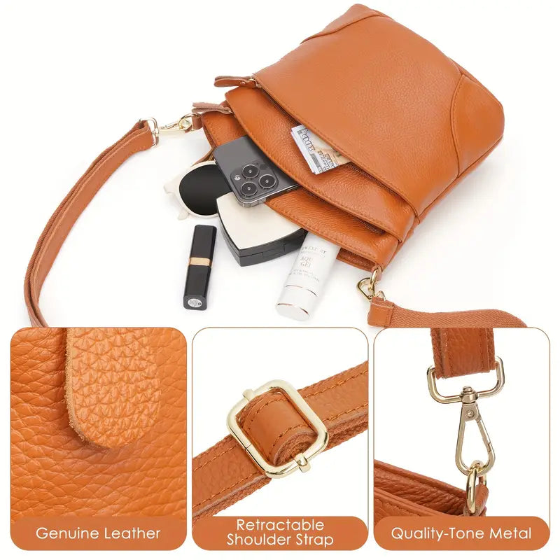 Premium Genuine Cowhide Leather Crossbody Bag Bags & Travel - DailySale