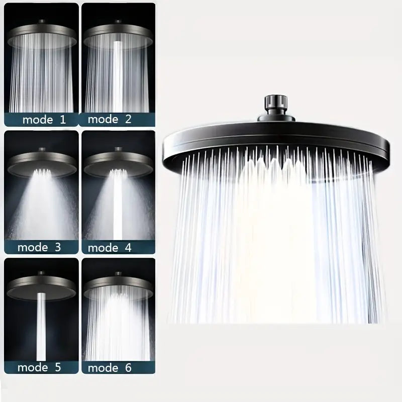 Premium High-pressure Shower Head - Top Spray, Wide Coverage, Lotus Design Bath Black - DailySale