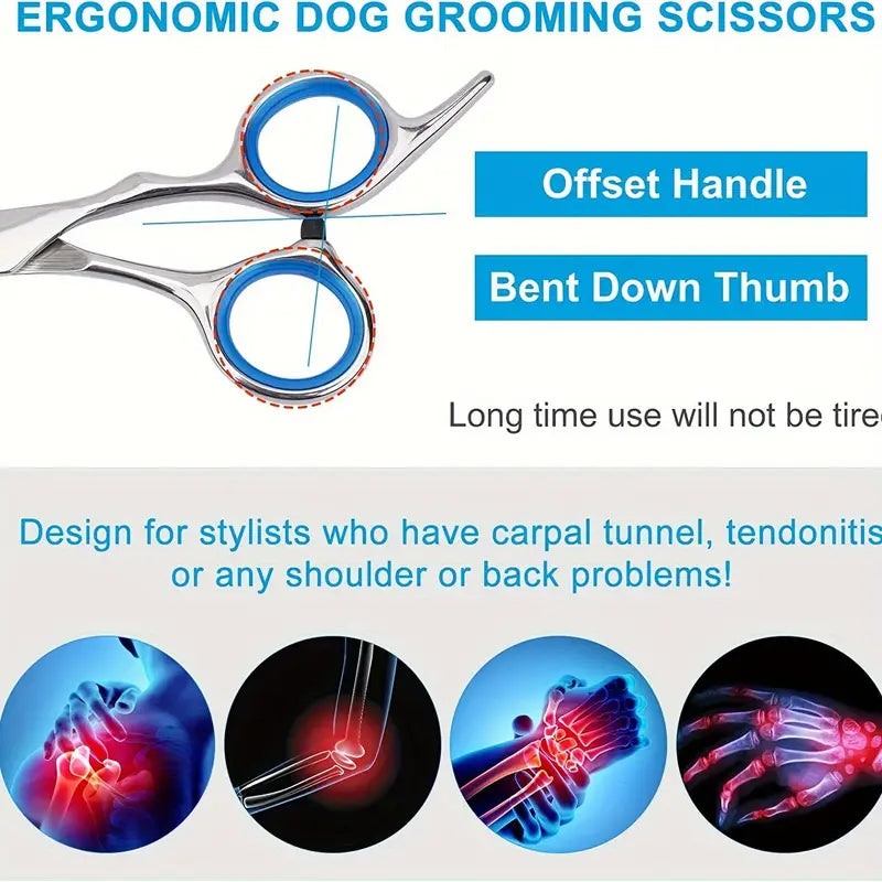 Premium Stainless Steel Grooming Scissors Set for Pet with Safety Round Tip Pet Supplies - DailySale