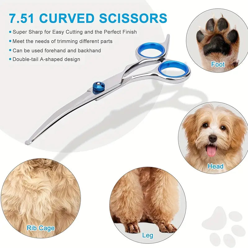 Premium Stainless Steel Grooming Scissors Set for Pet with Safety Round Tip Pet Supplies - DailySale