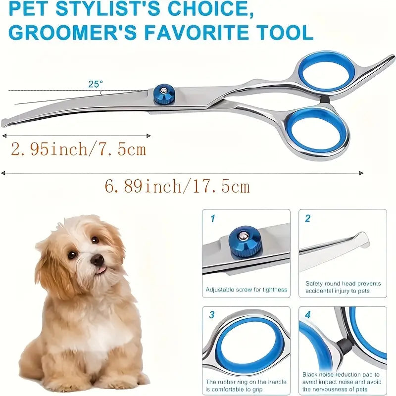 Premium Stainless Steel Grooming Scissors Set for Pet with Safety Round Tip Pet Supplies - DailySale