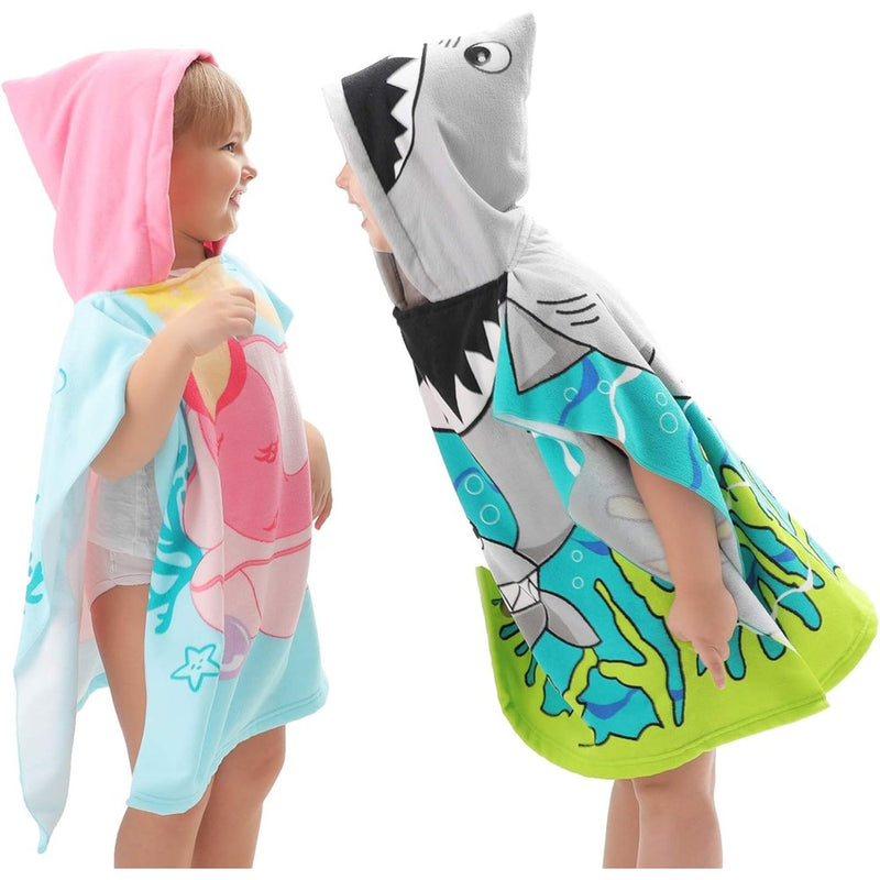 Kids Hooded Soft Microfiber Poncho Towel