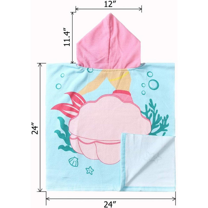 Kids Hooded Soft Microfiber Poncho Towel